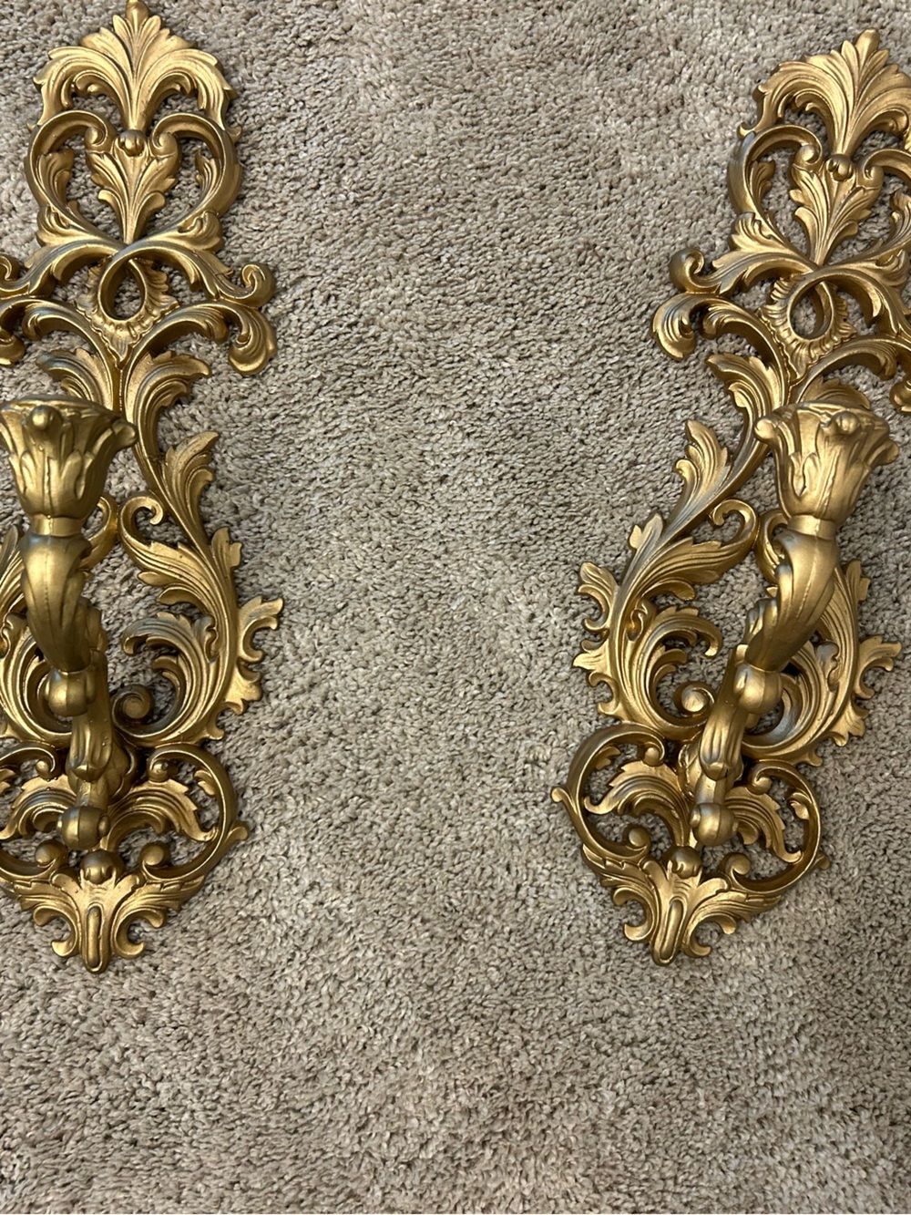 Vintage Gold Wall Sconces - Decorative Pair (2)pc for Home Wall Decor - Picture 2 of 8